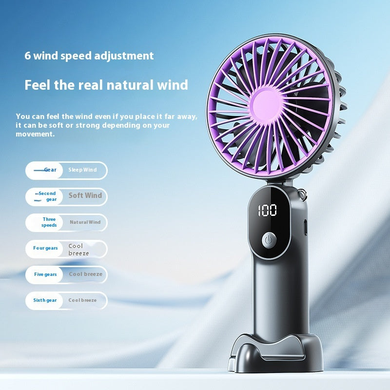 6-Speed Desktop Folding Fan – Portable USB Rechargeable Handheld Mini Fan for Travel & Home