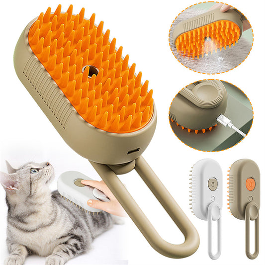 Steamy Cat Brush - 3-in-1 Electric Spray & Massage Grooming Comb for Pets