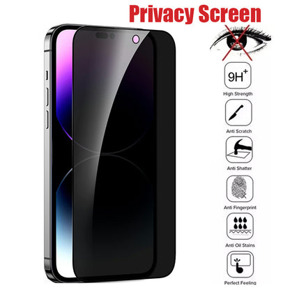 Privacy Anti-Peeping Tempered Glass Screen Protector for iPhone 6 to 15 Pro Max – Black