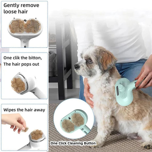 3-in-1 Electric Pet Steam Brush for Cats & Dogs